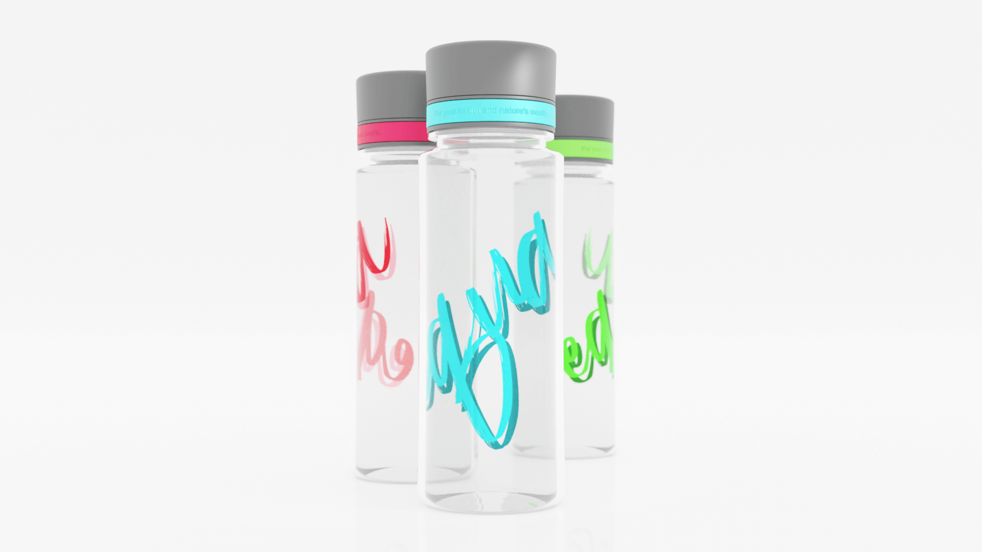 Group shot — the cyan edition up front in a soft studio light.