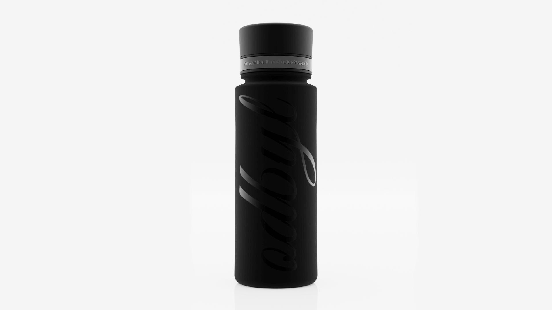 Black edition — matte glass, tone-on-tone lettering.