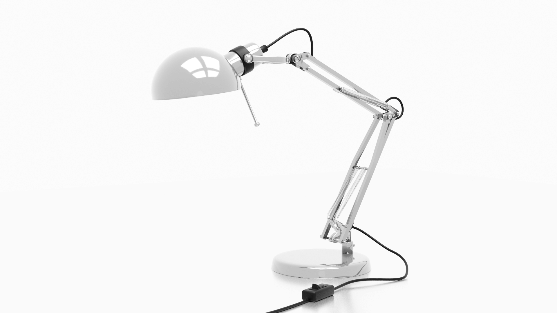 Chrome edition — the full lamp in a bright studio setup.