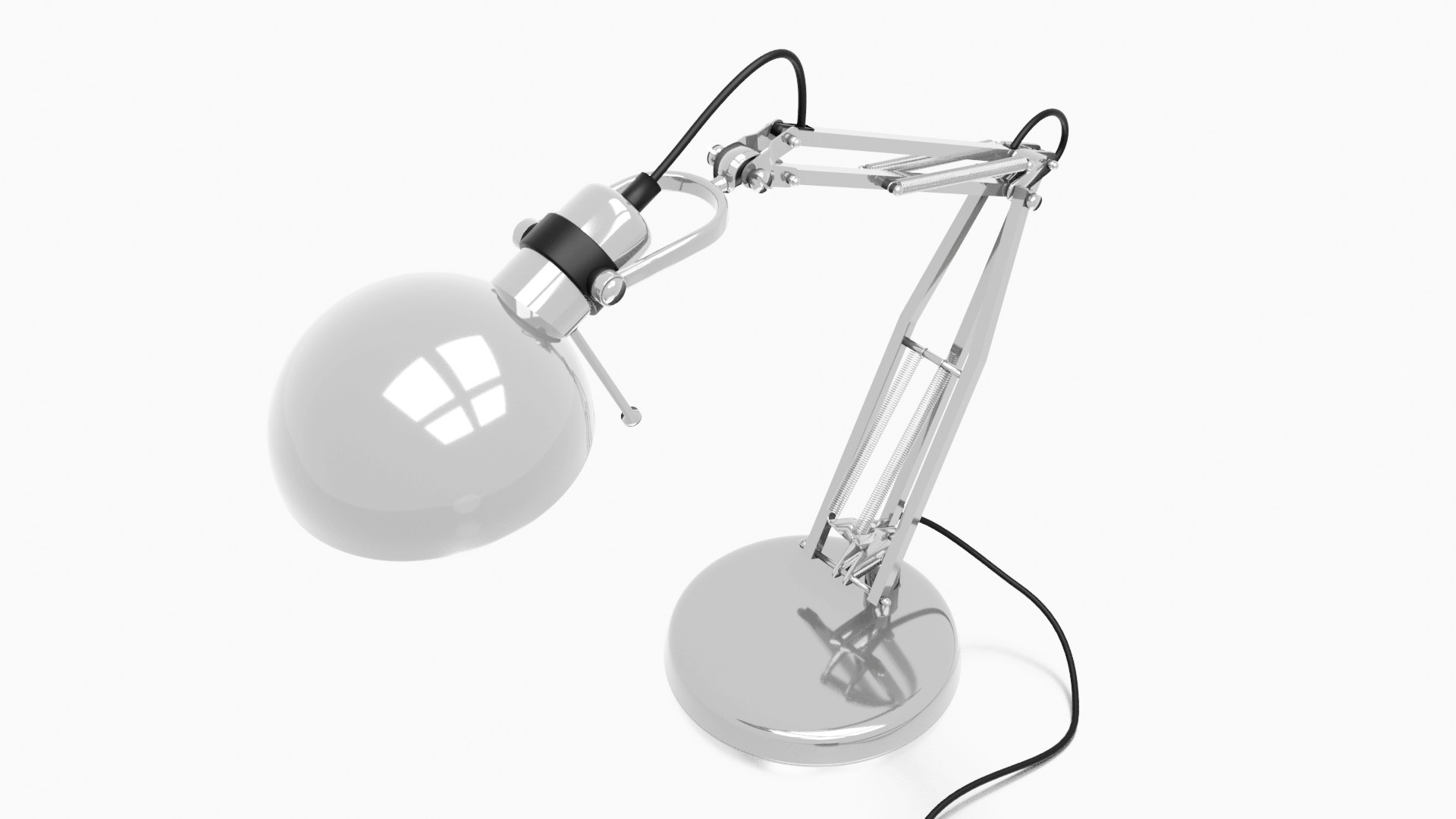 From above — the articulated arm and counter-spring mechanism.