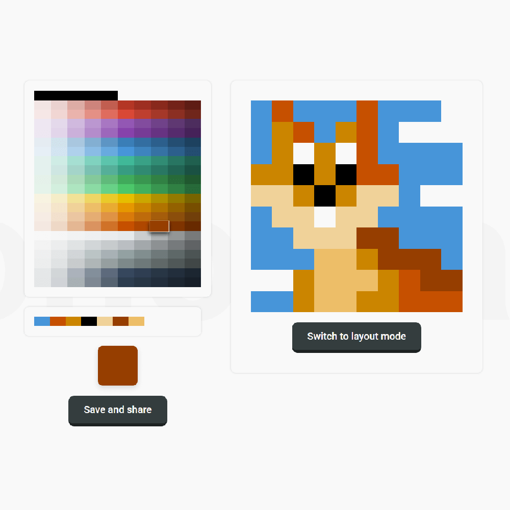 Step 1: The player draws an image on a 5x5, 10x10, or 15x15 canvas.